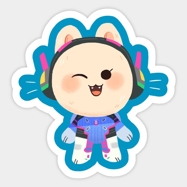 Meowverwatch - I play to win! Sticker by giraffalope